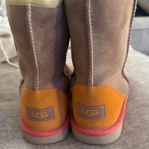 UGG Tan and Orange Suede Boots
